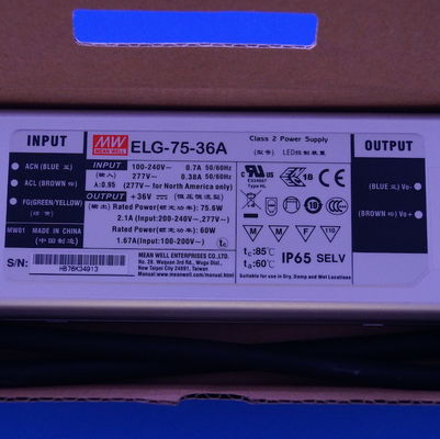 ELG-75-36A IP65 48~75W Constant Voltage Constant Current Led Light Driver MEANWELL