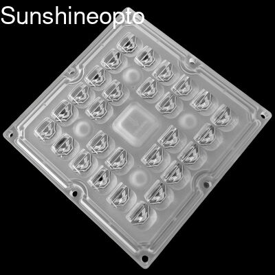 Ekspor 3535 SMD LED Lens Array 28 In 1 Square Module dengan sudut sinar 100X60 derajat dan bahan PC kelas optik