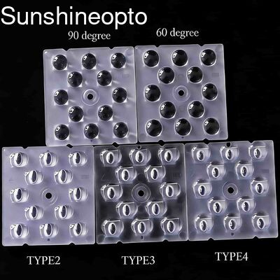 Lensa LED PC Kelas Optik 12 IN 1 50X50X5.57mm untuk Cahaya