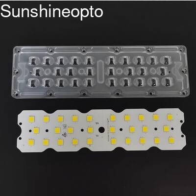 100W 12PCS 7070 LED PCB Board Dengan 158×103° Tipe II Optical LED Lens Company