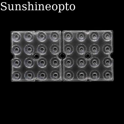 Lensa Teluk Tinggi LED Optik PC 20 Derajat 3030 SMD 50 × 50Mm Lensa Optik Sinar Sempit 16-in-1