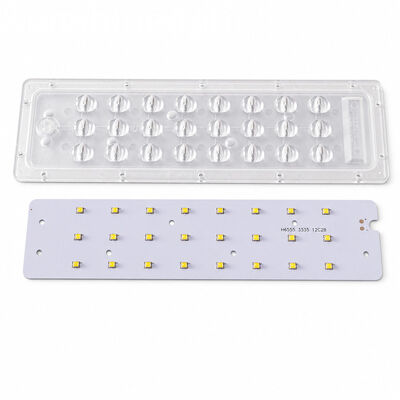 Penutup Modul Lampu Jalan LED 24W Lensa PC Optik Asimetris 45×143 Derajat dengan Papan PCB LED SMD 3535