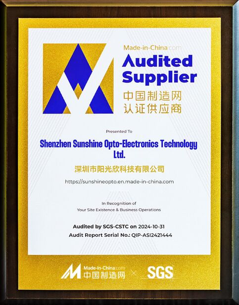 CINA Sunshine Opto-electronics Enterprise Co.,ltd Sertifikasi